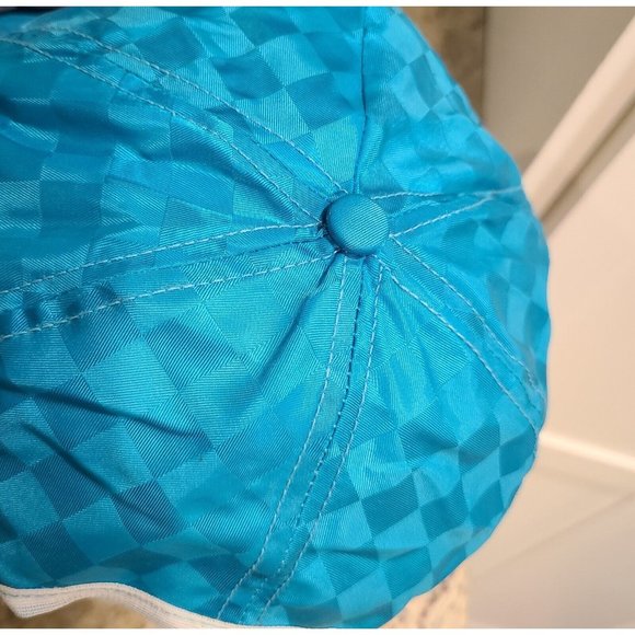 VTG 80s 90s Siesta Key Blue Aqua Snap Back Hat Cap Check Beach Nautical Anchor - Picture 8 of 12